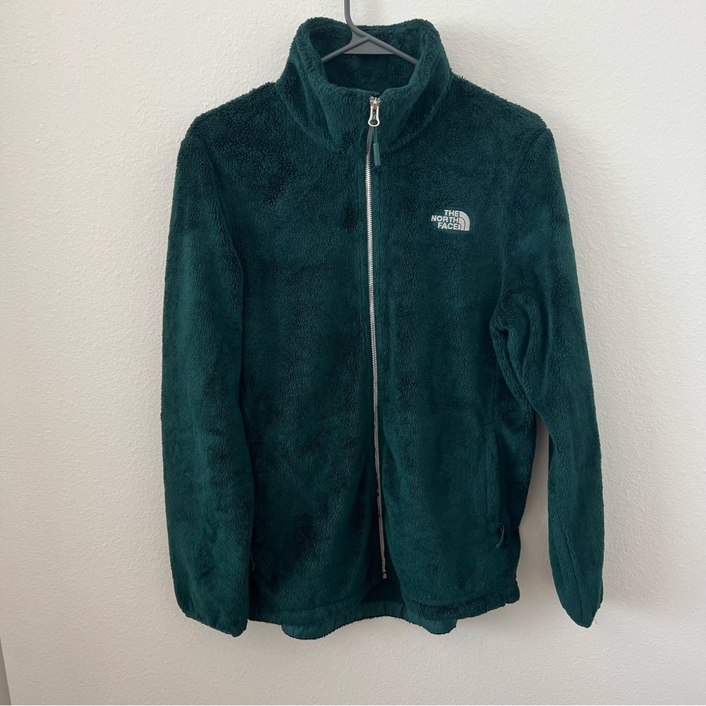 The North Face green fleece zip-up jacket